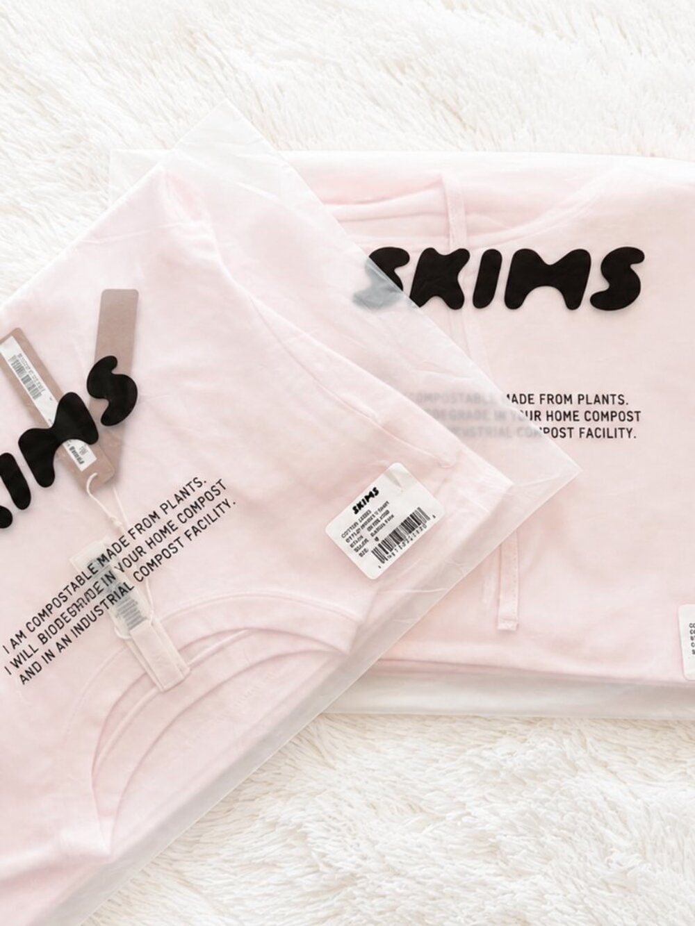 SKIMS Cotton Jersey Barely Pink T-Shirt & Straight Leg Pant Set NWT S M L - Picture 7 of 8